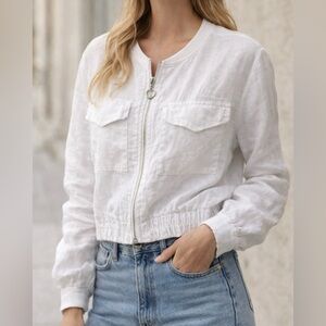 Milio-Milano White Linen Cropped Jacket